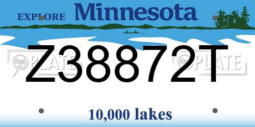 Z38872T Minnesota License Plate