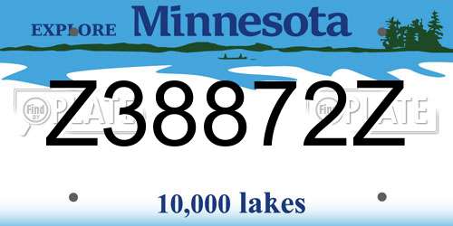 Z38872Z Minnesota License Plate