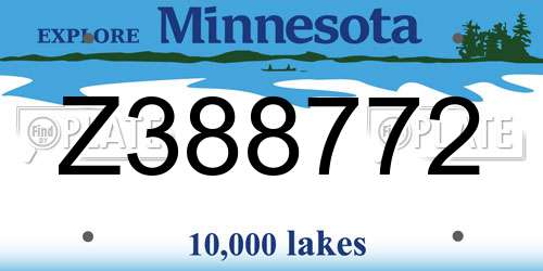 Z388772 Minnesota License Plate