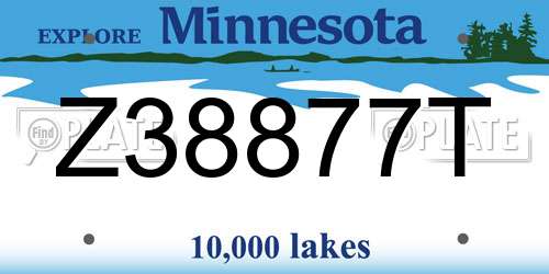 Z38877T Minnesota License Plate