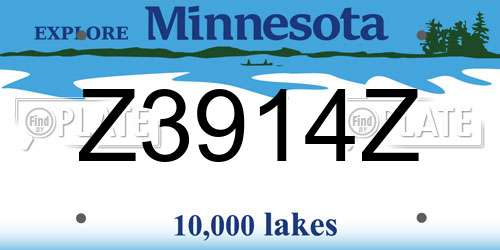 Z3914Z Minnesota License Plate