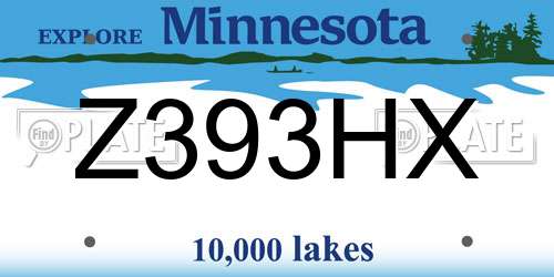 Z393HX Minnesota License Plate