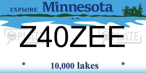 Z40ZEE Minnesota License Plate