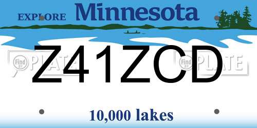 Z41ZCD Minnesota License Plate