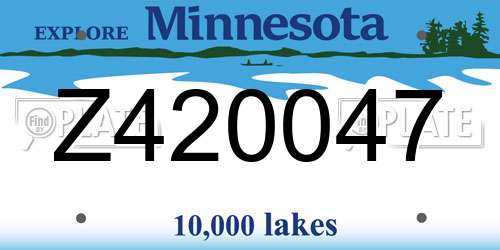 Z420047 Minnesota License Plate