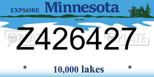 Z426427 Minnesota License Plate