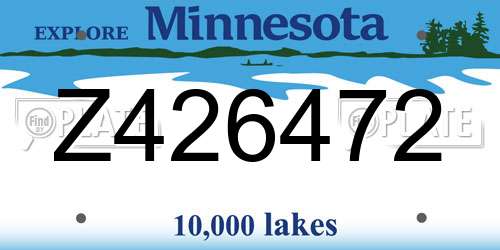 Z426472 Minnesota License Plate