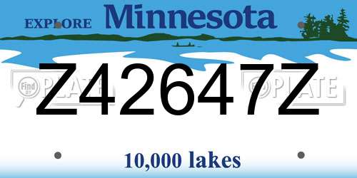 Z42647Z Minnesota License Plate