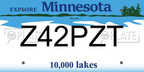 Z42PZT Minnesota License Plate
