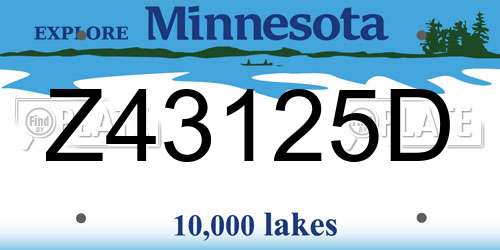 Z43125D Minnesota License Plate