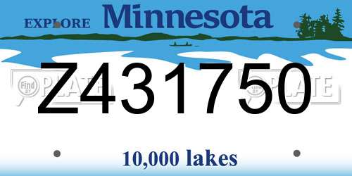 Z431750 Minnesota License Plate