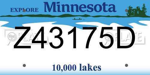 Z43175D Minnesota License Plate