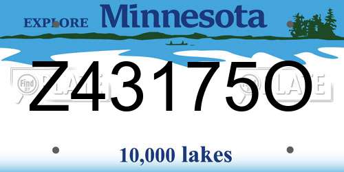 Z43175O Minnesota License Plate
