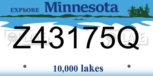 Z43175Q Minnesota License Plate