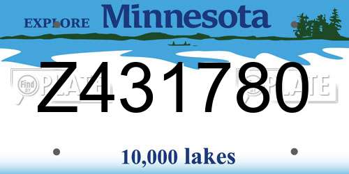 Z431780 Minnesota License Plate