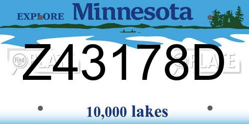 Z43178D Minnesota License Plate