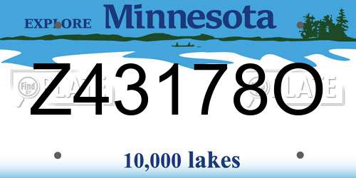 Z43178O Minnesota License Plate