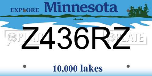 Z436RZ Minnesota License Plate
