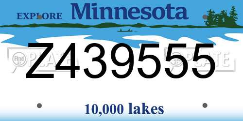 Z439555 Minnesota License Plate