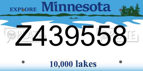 Z439558 Minnesota License Plate