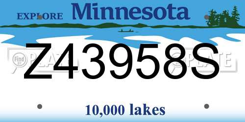 Z43958S Minnesota License Plate
