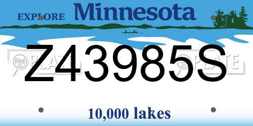 Z43985S Minnesota License Plate