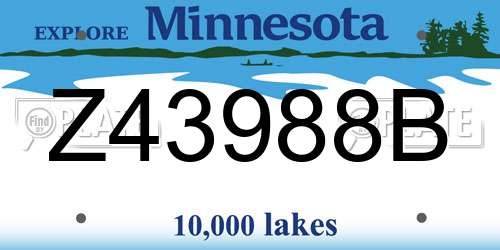 Z43988B Minnesota License Plate