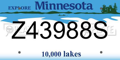Z43988S Minnesota License Plate