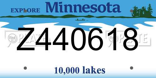 Z440618 Minnesota License Plate