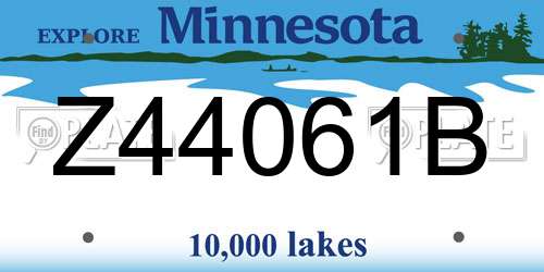 Z44061B Minnesota License Plate