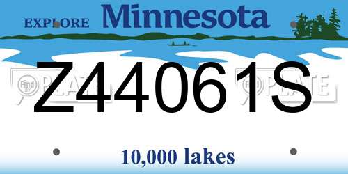 Z44061S Minnesota License Plate