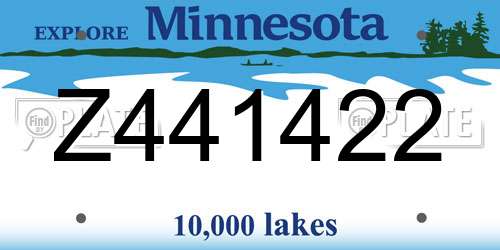 Z441422 Minnesota License Plate
