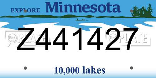 Z441427 Minnesota License Plate