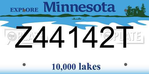 Z44142T Minnesota License Plate
