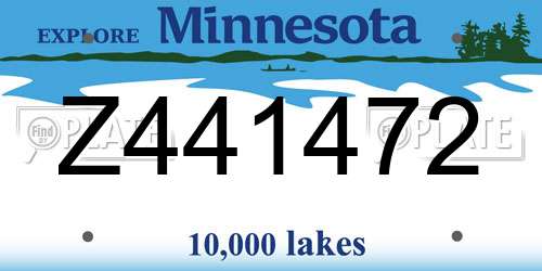 Z441472 Minnesota License Plate