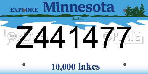 Z441477 Minnesota License Plate