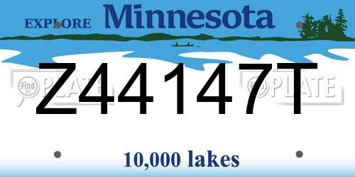Z44147T Minnesota License Plate