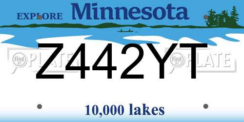 Z442YT Minnesota License Plate