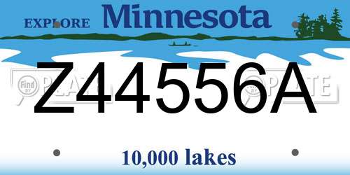 Z44556A Minnesota License Plate