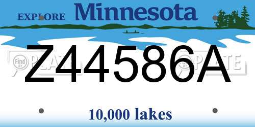 Z44586A Minnesota License Plate