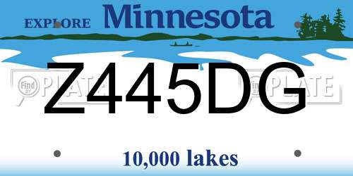Z445DG Minnesota License Plate