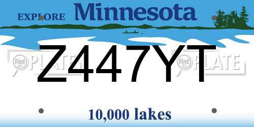 Z447YT Minnesota License Plate
