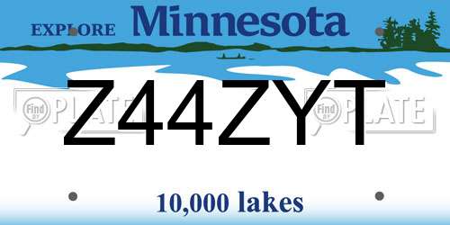 Z44ZYT Minnesota License Plate