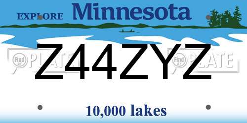 Z44ZYZ Minnesota License Plate