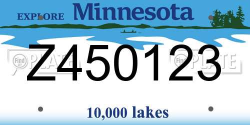 Z450123 Minnesota License Plate