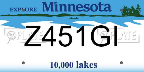 Z451GI Minnesota License Plate