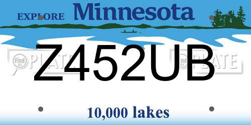 Z452UB Minnesota License Plate
