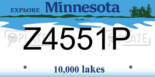 Z4551P Minnesota License Plate