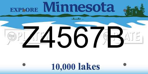 Z4567B Minnesota License Plate