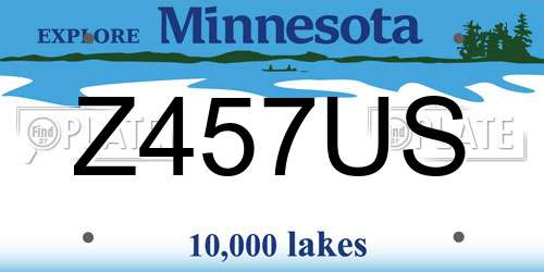 Z457US Minnesota License Plate
